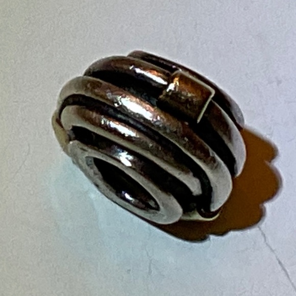 Pandora Sterling Silver & 14k Yellow Gold Swirl Design Bead Charm Retired - Picture 1 of 6